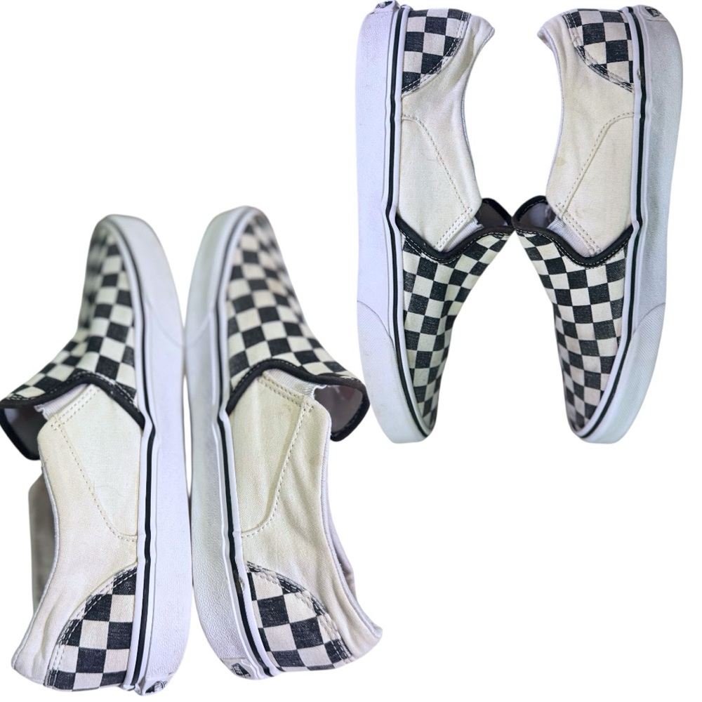 Women’s Vans Asher Slip On Shoe Lot - Black Blue Checkered & Pearl Size 10-11 - Picture 5 of 16